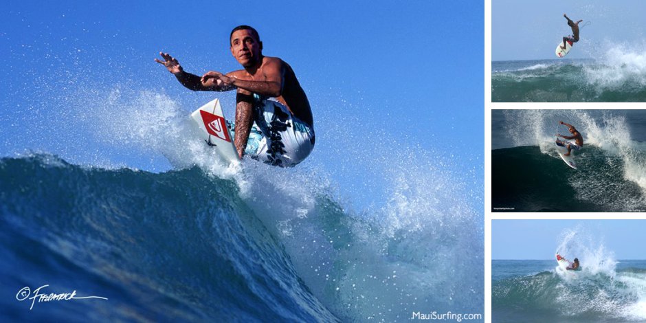 obama surfing in Maui Hawaii