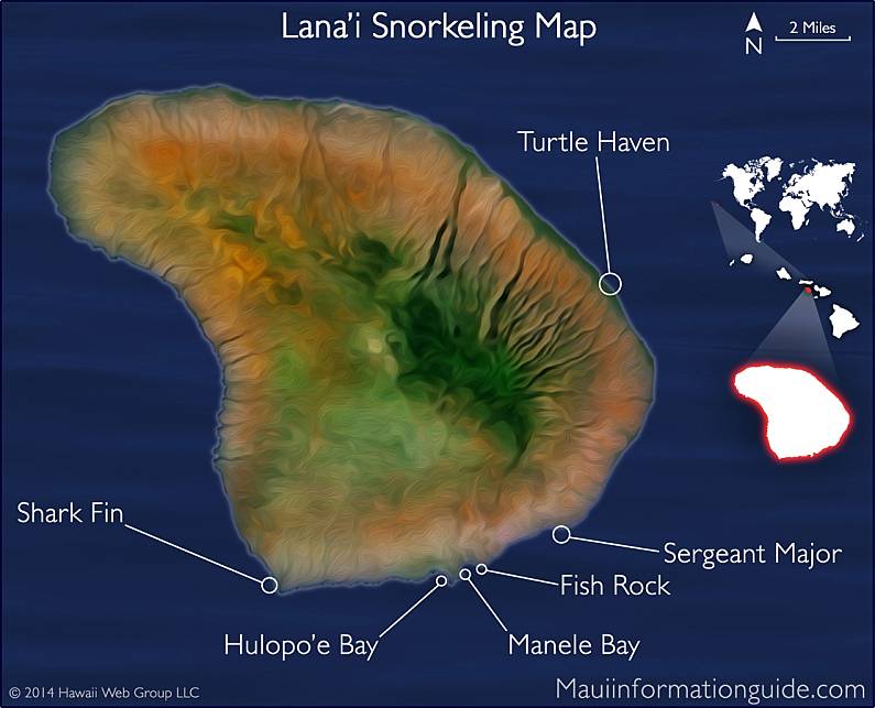 Lanai Snorkeling Map